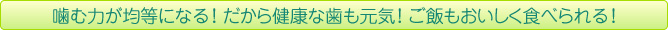 噛む力が均等になる！ だから健康な歯も元気！ ご飯もおいしく食べられる！